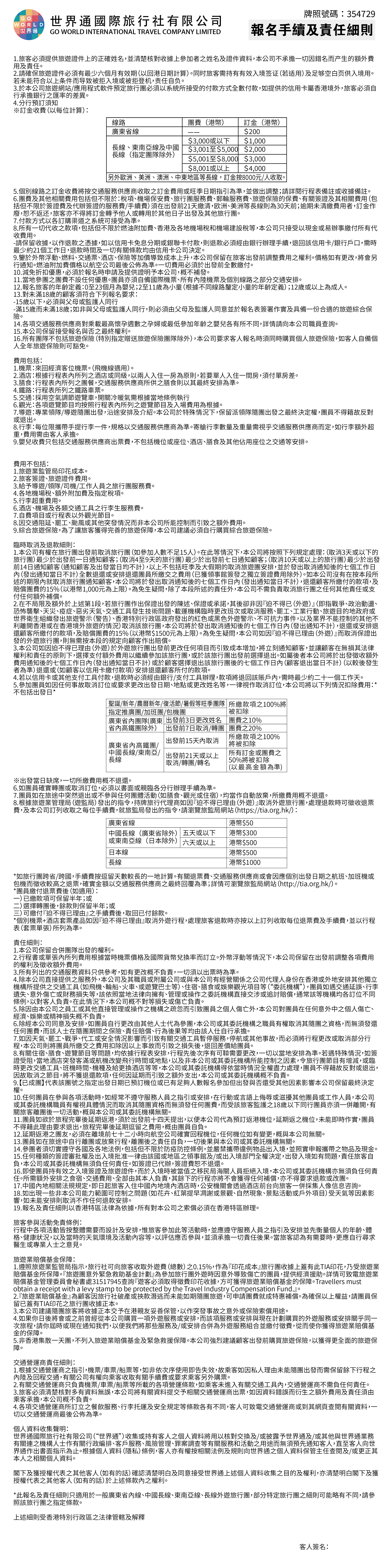 Tour Registration and Details